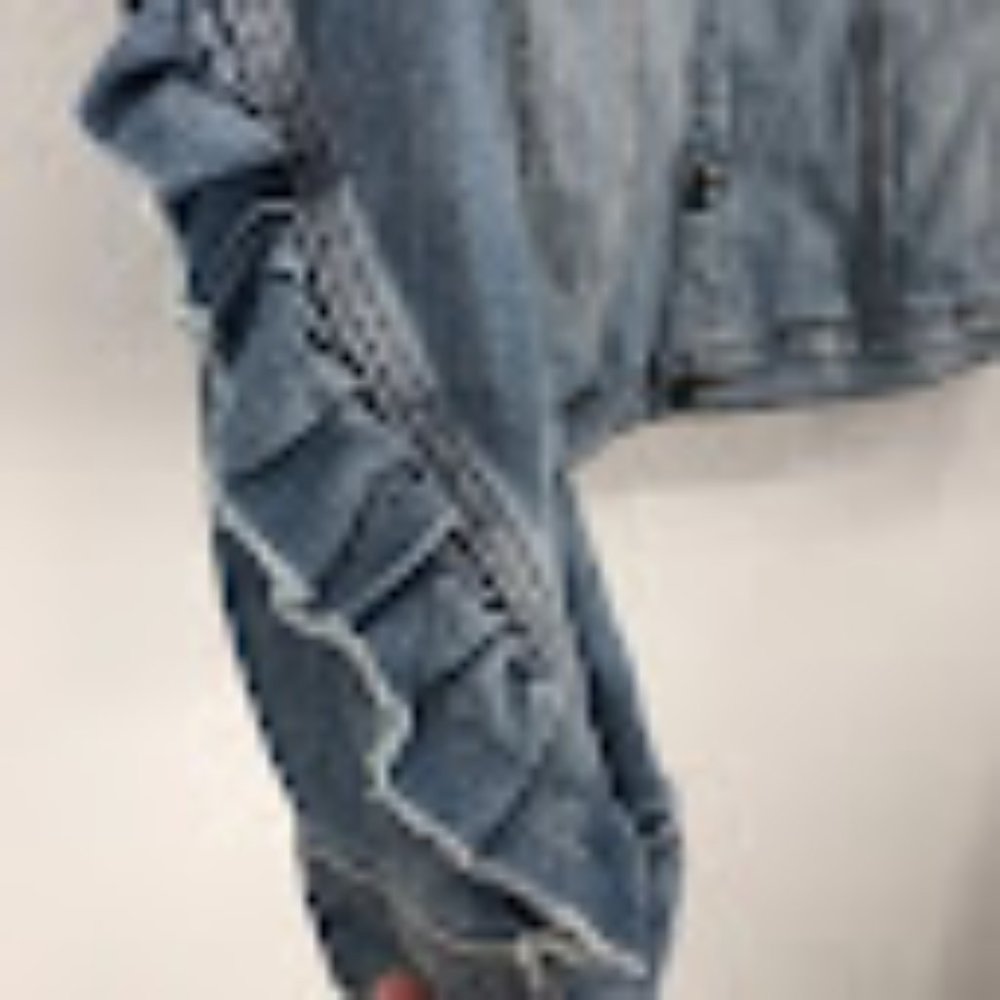 SOLD! NEW Lane Bryant Plus Size Light Wash Denim Jacket with Ruffle Detail - Picture 6 of 10